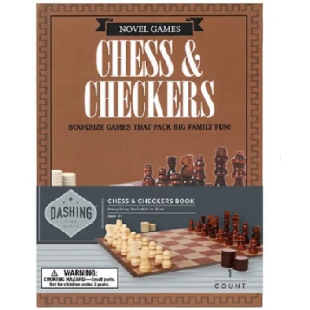 Novel Games Dashing Book Game 2 in 1 Checkers or Chess